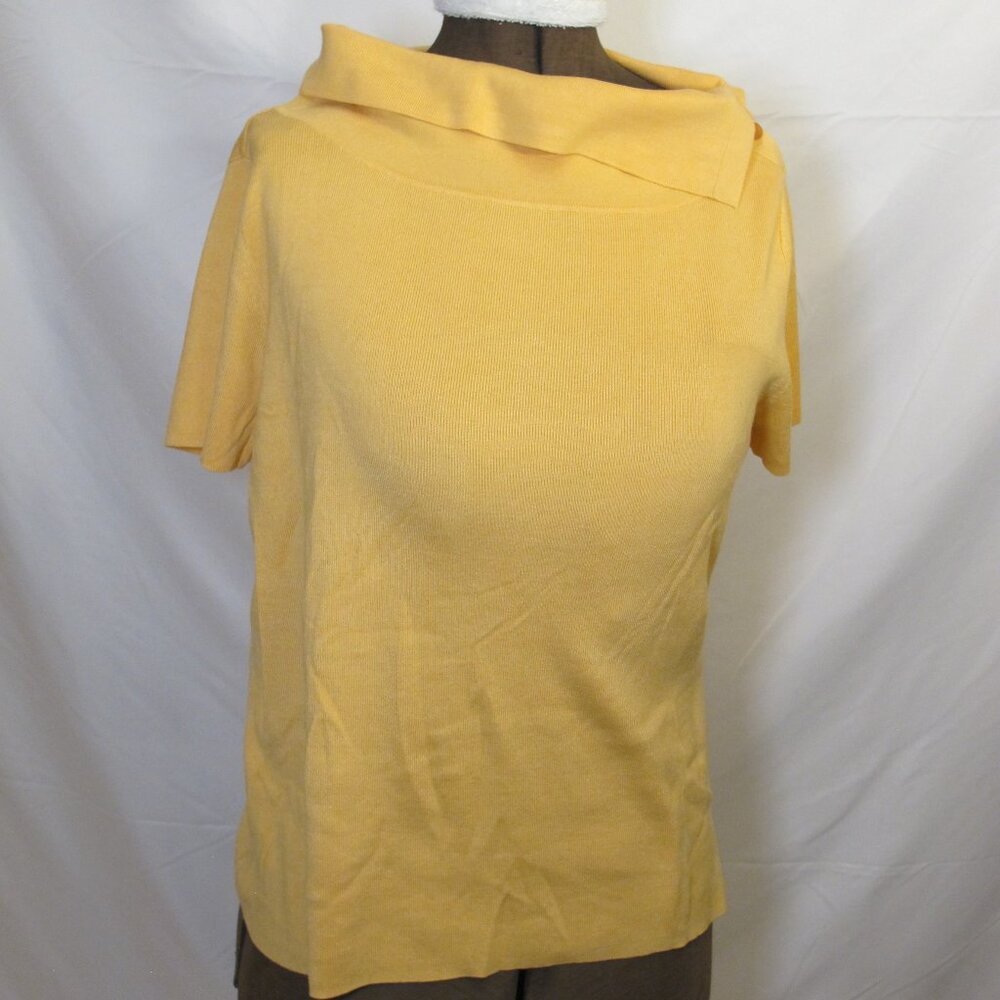 Talbots Petites silk-blend orange split neck sweater  PL